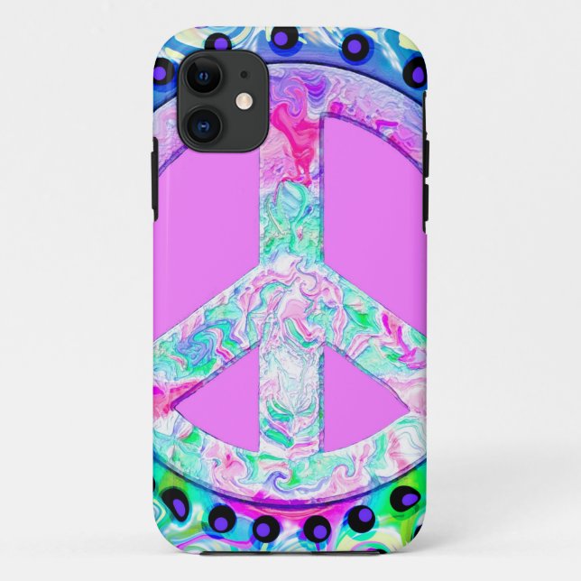 Psychedelic Peace Sign Abstrakt Case-Mate iPhone Hülle (Rückseite)