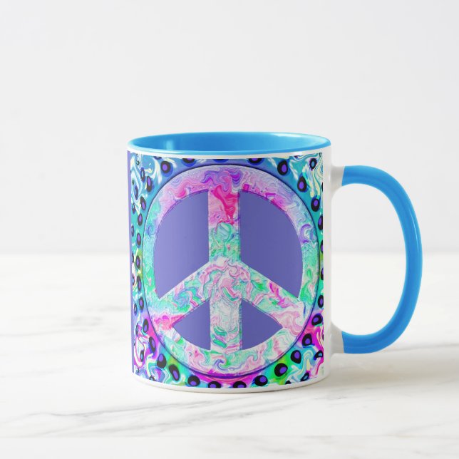 Psychedelic Peace Sign Abstrakt Tasse (Rechts)
