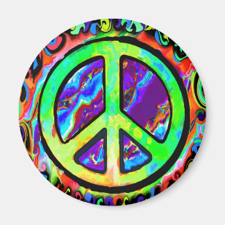 Psychedelic Peace Sign Magnet