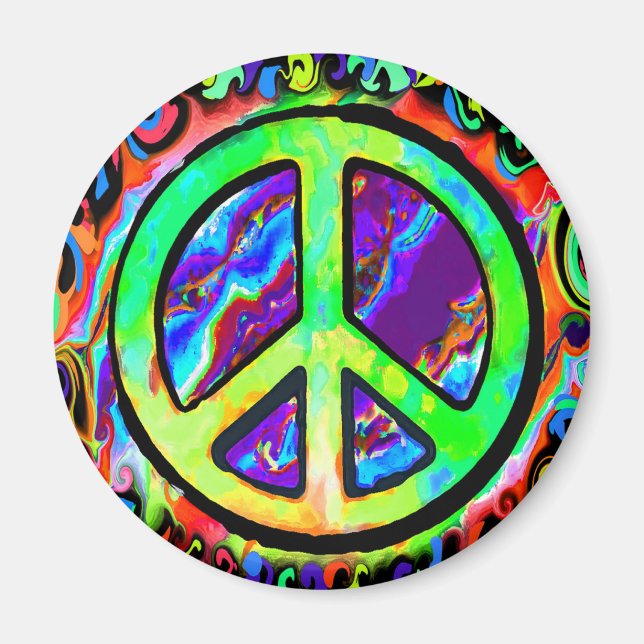 Psychedelic Peace Sign Magnet (Vorne)