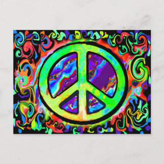 Psychedelic Peace Sign Postkarte