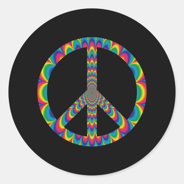 Psychedelic Peace Sign Runder Aufkleber (Vorderseite)
