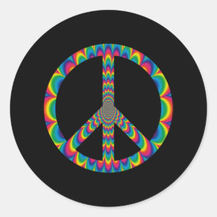 Psychedelic Peace Sign Runder Aufkleber