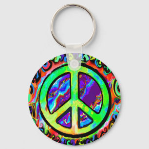 Psychedelic Peace Sign Schlüsselanhänger