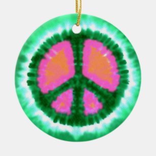Psychedelic Peace Sign Weihnachten Keramik Ornament