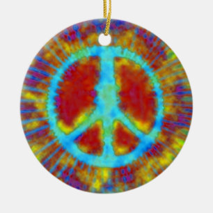 Psychedelic Peace Sign Weihnachten Keramikornament