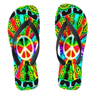 Psychedelic Peace Wheels Sandals Flip Flops