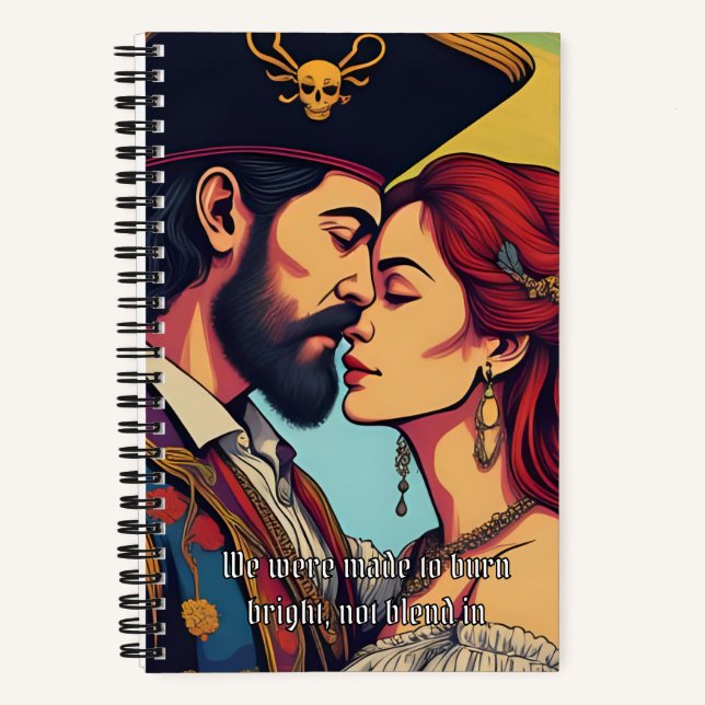Psychedelic Pirate Couple  – Bold Romance Notizbuch (Vorderseite)