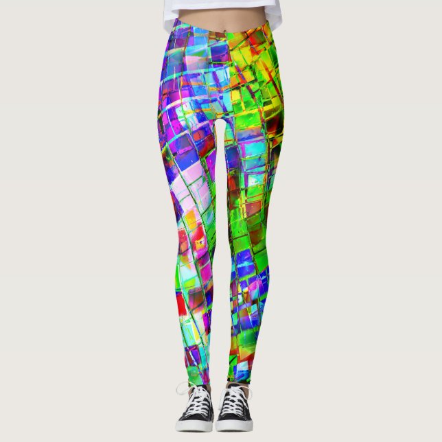 Psychedelic Planet Disco Ball Leggings (Vorderseite)