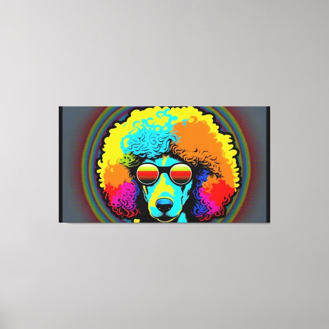Psychedelic Poodle Dog Design Leinwanddruck (Vorderseite)