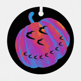 Psychedelic Pumpkin Heart Car Ornament