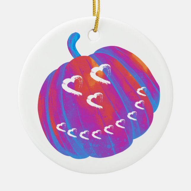 Psychedelic Pumpkin Heart Car Ornament (Vorne)