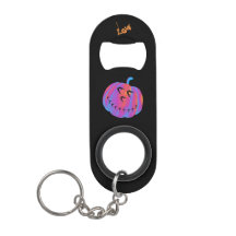 Psychedelic Pumpkin Heart Key Chain