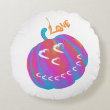Psychedelic Pumpkin Herz Rundkissen
