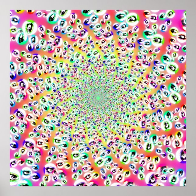 Psychedelic Rainbow Eyes Mandala Poster (Vorne)