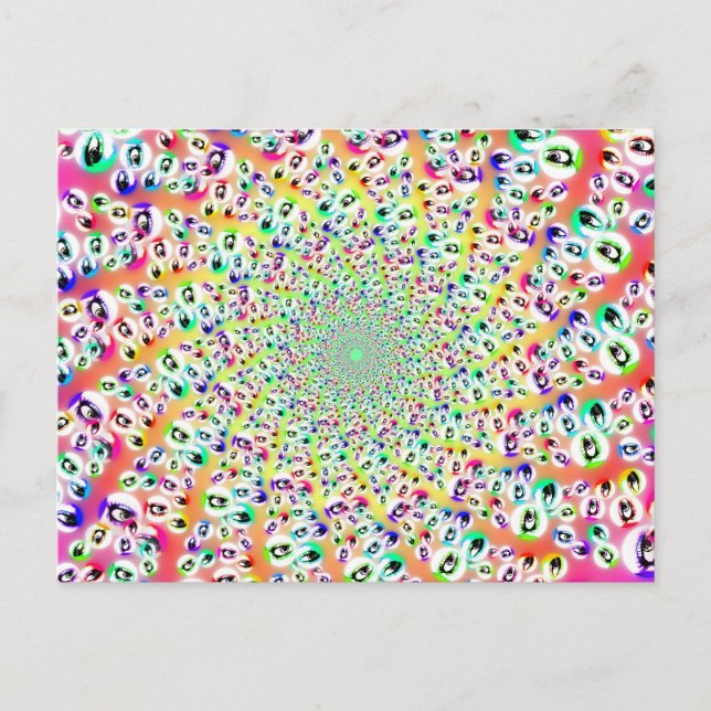 Psychedelic Rainbow Eyes Mandala Postkarte (Vorderseite)
