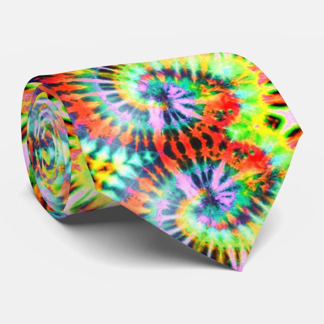 Psychedelic Rainbow Gefärbte Krawatte Neck Tie (Gerollt)
