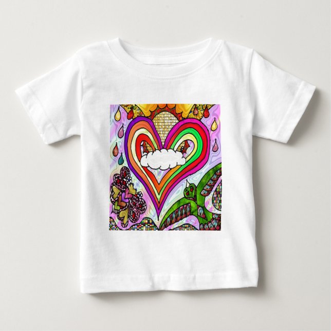 Psychedelic Rainbow Heart Art Print Baby T-shirt (Vorderseite)