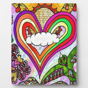 Psychedelic Rainbow Heart Art Print Fotoplatte