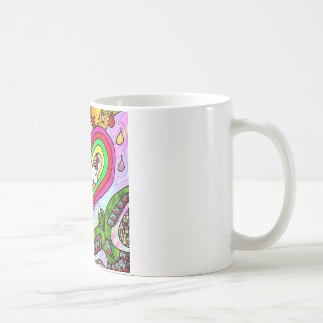 Psychedelic Rainbow Heart Art Print Kaffeetasse (Rechts)