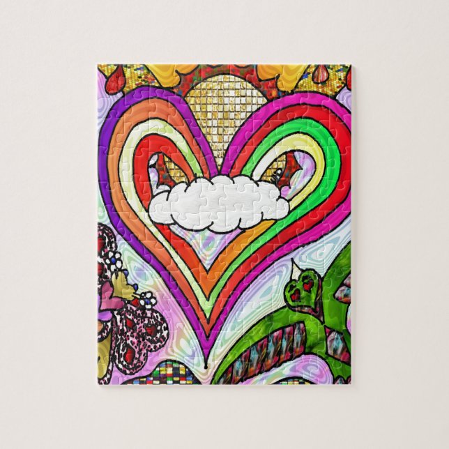 Psychedelic Rainbow Heart Art Print Puzzle (Vertikal)