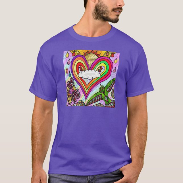 Psychedelic Rainbow Heart Art Print T-Shirt (Vorderseite)