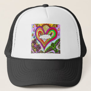 Psychedelic Rainbow Heart Art Print Truckerkappe