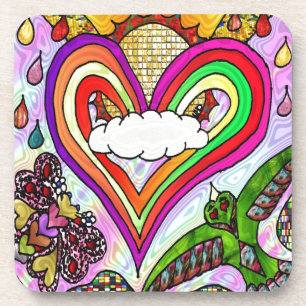 Psychedelic Rainbow Heart Art Print Untersetzer