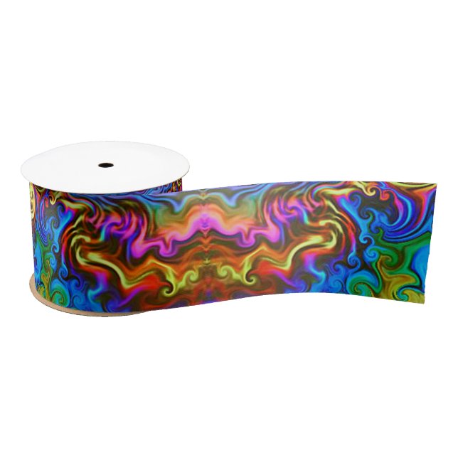 Psychedelic Rainbow Neon Ribbon Satinband (Spule)