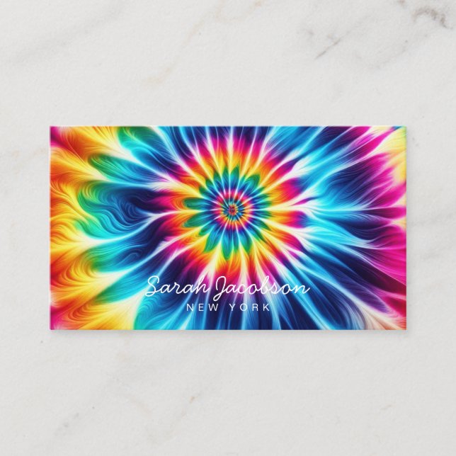 Psychedelic Rainbow Retro TIe-Dye Visitenkarte (Vorderseite)