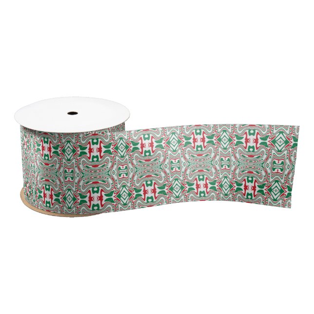 Psychedelic Retro Bold Groovy Weihnachtsmuster Satinband (Spule)