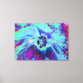 Psychedelic Retro Green und Blue Hibiskus Blume Leinwanddruck