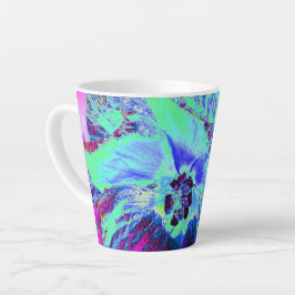 Psychedelic Retro Green und Blue Hibiskus Blume Milchtasse