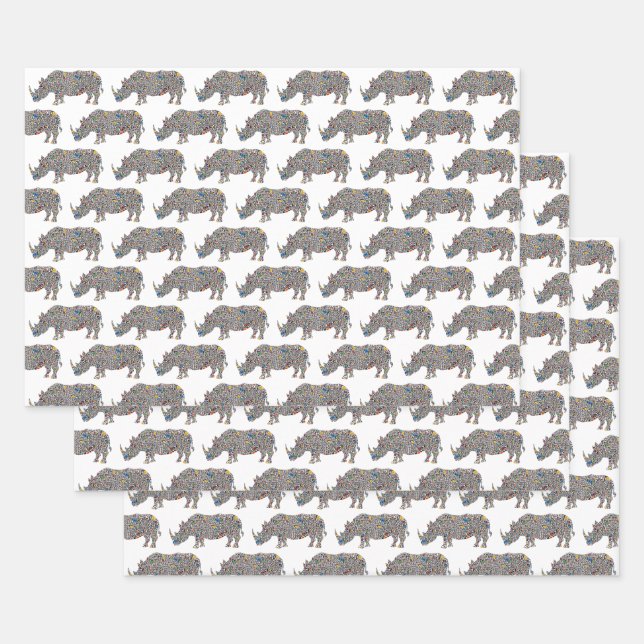 Psychedelic Rhinoceros Geschenkpapier Set (Set)