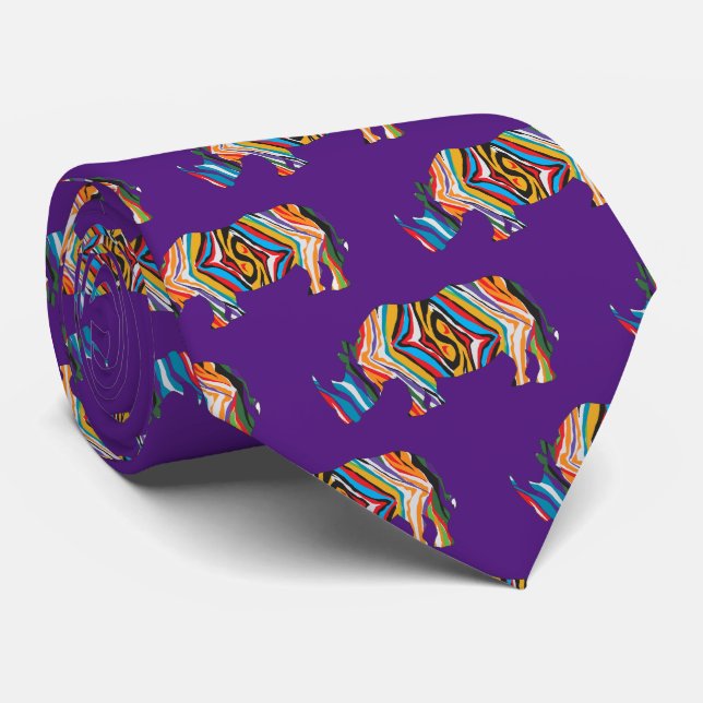 Psychedelic Rhinoceros Krawatte (Gerollt)