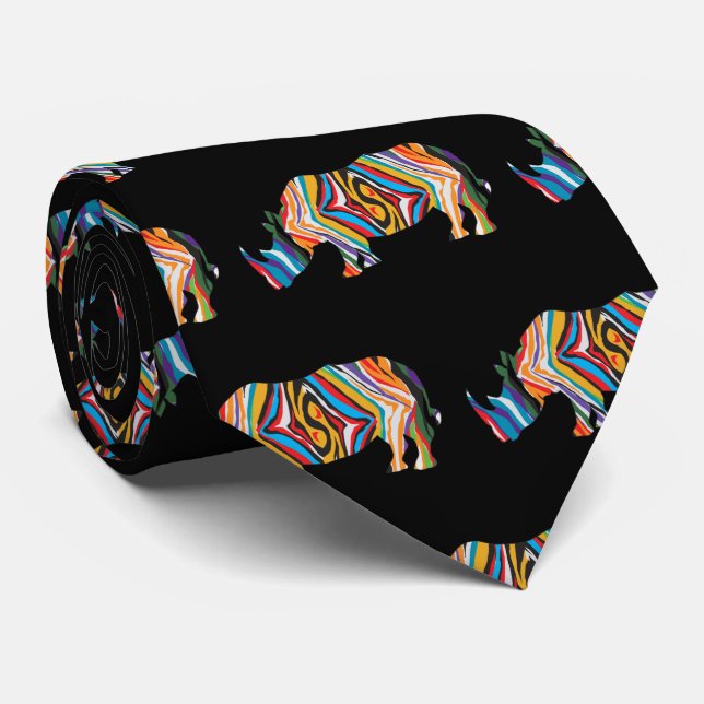 Psychedelic Rhinoceros Krawatte (Gerollt)