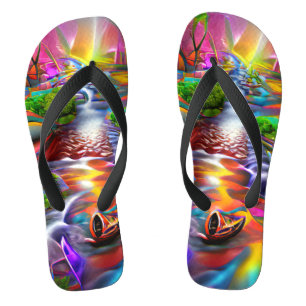 Psychedelic River Landscape Nature Custom Created Flip Flops