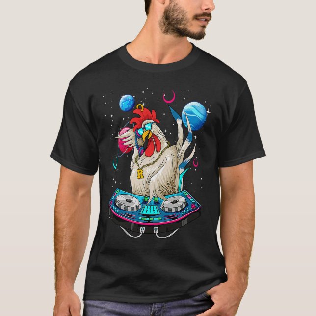Psychedelic Rooster DJ EDM Raver Trance Music Fest T-Shirt (Vorderseite)