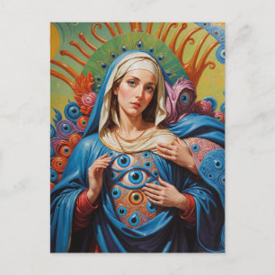 Psychedelic Sacred Evil Eye Protection Mary Postkarte