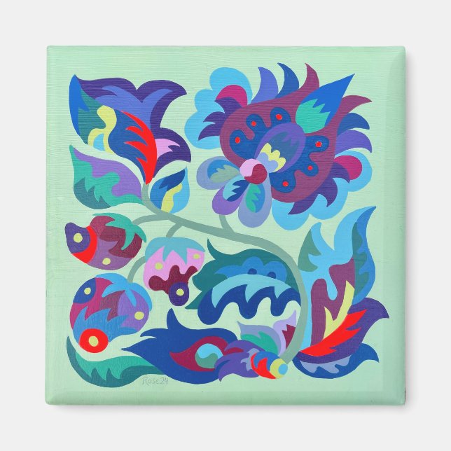 Psychedelic Samchykivka Summer Strawberries Magnet (Vorne)