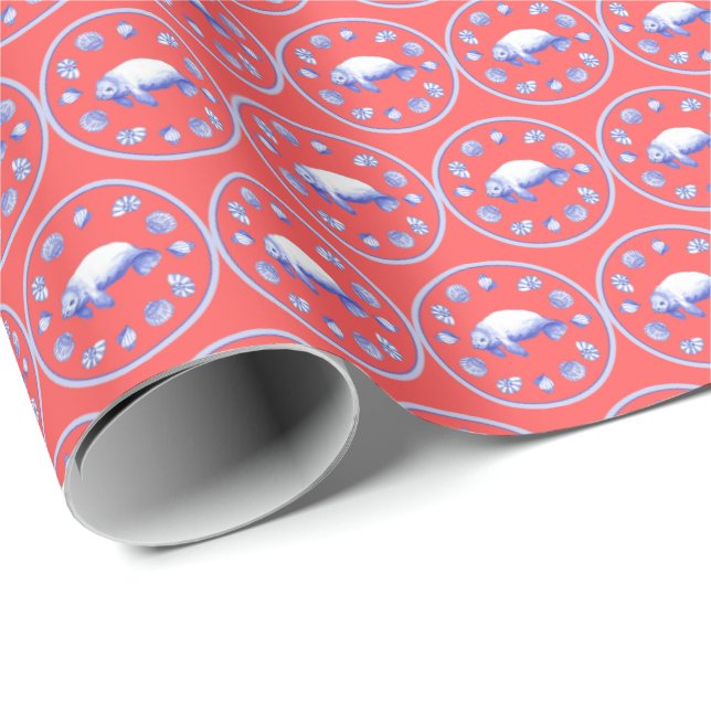 Psychedelic Sea Cow  Wrapping Paper Geschenkpapier (Rolleneckpunkt)