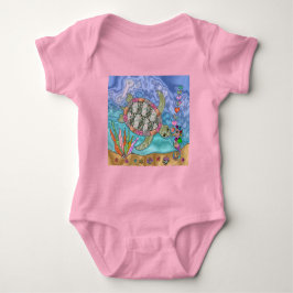 Psychedelic Sea Turtle Seepferd Art Baby Strampler