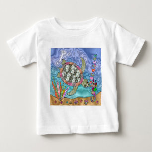 Psychedelic Sea Turtle Seepferd Art Baby T-shirt