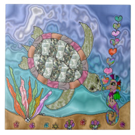 Psychedelic Sea Turtle Seepferd Art Fliese