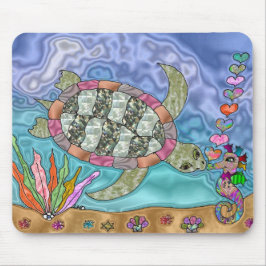 Psychedelic Sea Turtle Seepferd Art Mousepad