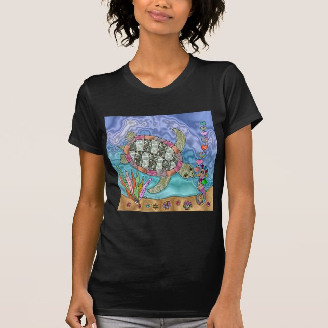Psychedelic Sea Turtle Seepferd Art T-Shirt (Vorderseite)