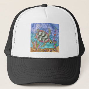 Psychedelic Sea Turtle Seepferd Art Truckerkappe