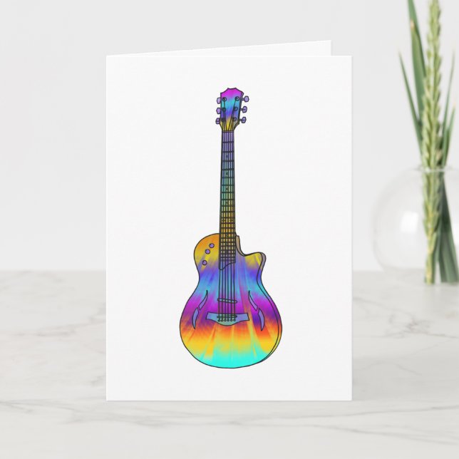 Psychedelic Semi Acoustic Gitarre Funky Music Art Karte (Vorderseite)