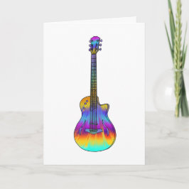 Psychedelic Semi Acoustic Gitarre Funky Music Art Karte