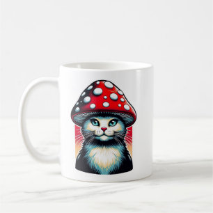 Psychedelic Shroom Cat - Amanita Guardian Kaffeetasse